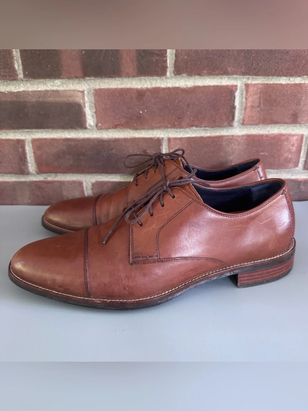 Cole Haan Mens US 9 M Brown Leather Cap Toe Derby Oxford Dress Shoes C11632. In